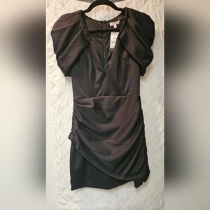Luxxel Designer Puff Shoulder Dress Black S